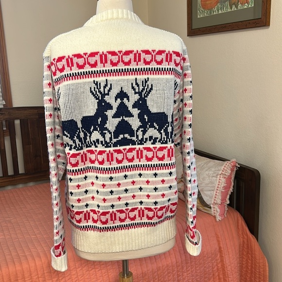 Vintage 70s 80s Gateway Knit Reindeer Christmas Holiday Sweater Unisex size LG - Picture 5 of 16